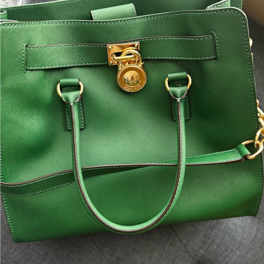 Michael Kors Green Tote with Gold Accents